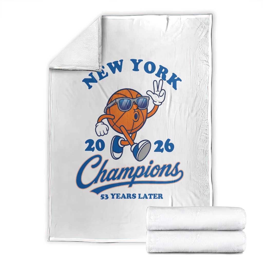Funny New York 2026 Hoops Fan Graphic Throw Blanket Vintage 26 Champions Pride 53 Years Later