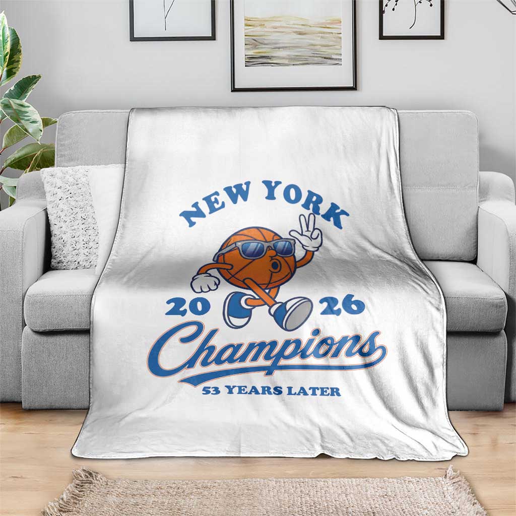 Funny New York 2026 Hoops Fan Graphic Throw Blanket Vintage 26 Champions Pride 53 Years Later