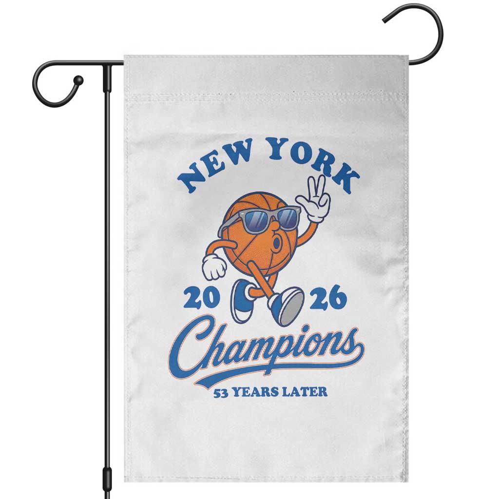 Funny New York 2026 Hoops Fan Graphic Garden Flag Vintage 26 Champions Pride 53 Years Later