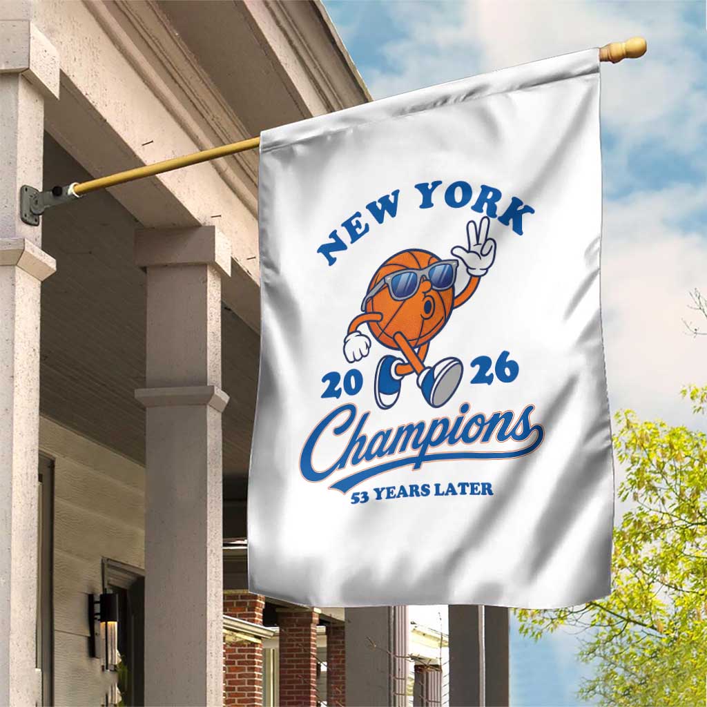 Funny New York 2026 Hoops Fan Graphic Garden Flag Vintage 26 Champions Pride 53 Years Later