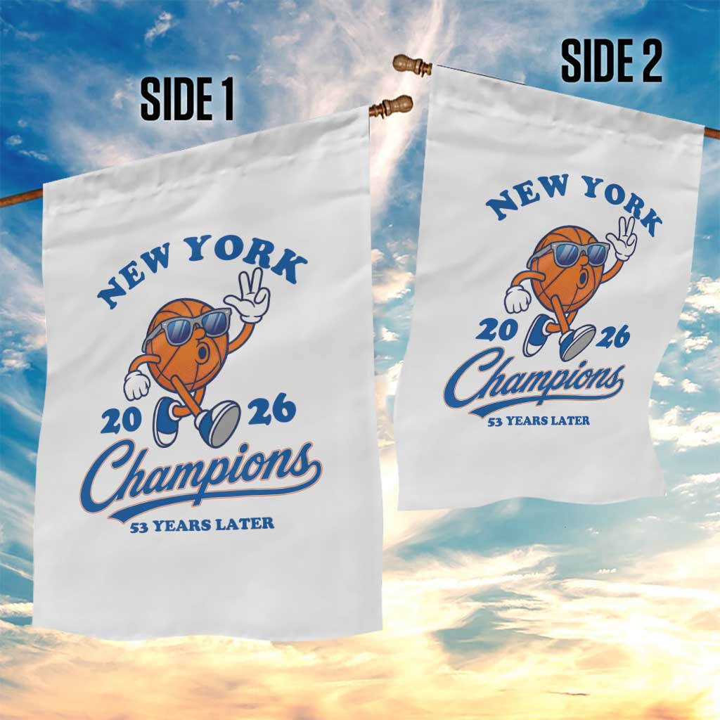 Funny New York 2026 Hoops Fan Graphic Garden Flag Vintage 26 Champions Pride 53 Years Later