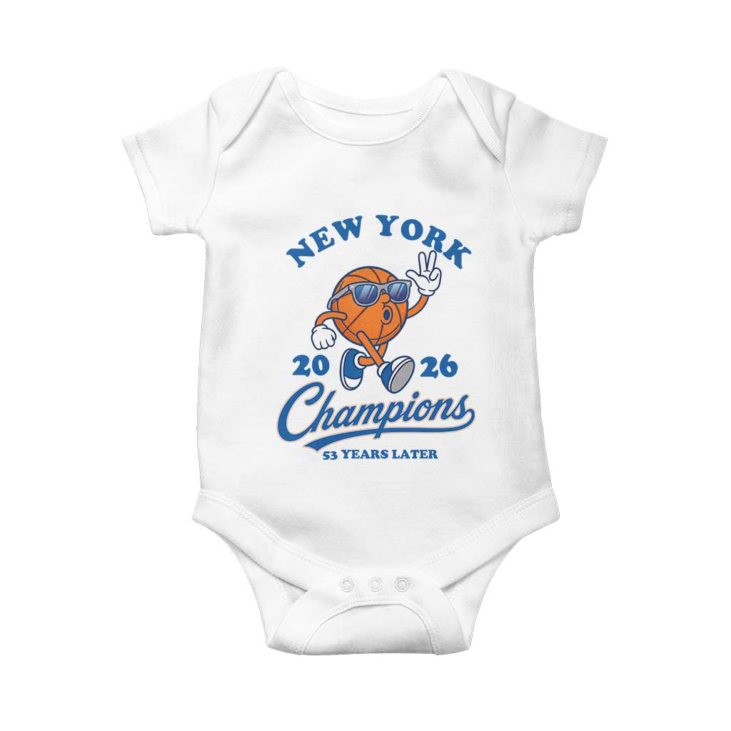 Funny New York 2026 Hoops Fan Graphic Baby Onesie Vintage 26 Champions Pride 53 Years Later