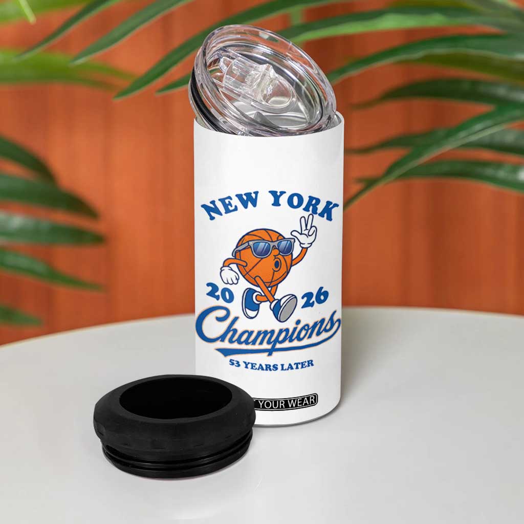 Funny New York 2026 Hoops Fan Graphic 4 in 1 Can Cooler Tumbler Vintage 26 Champions Pride 53 Years Later