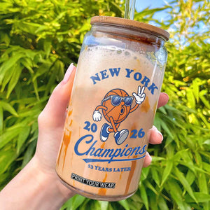 Funny New York 2026 Hoops Fan Graphic Glass Can Vintage 26 Champions Pride 53 Years Later