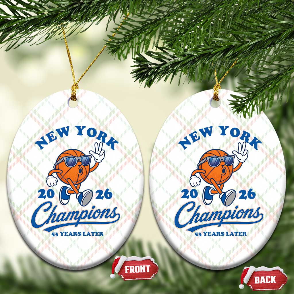 Funny New York 2026 Hoops Fan Graphic Ceramic Ornament Vintage 26 Champions Pride 53 Years Later