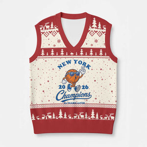 Funny New York 2026 Hoops Fan Graphic V-Neck Knit Sweater Vest Vintage 26 Champions Pride 53 Years Later