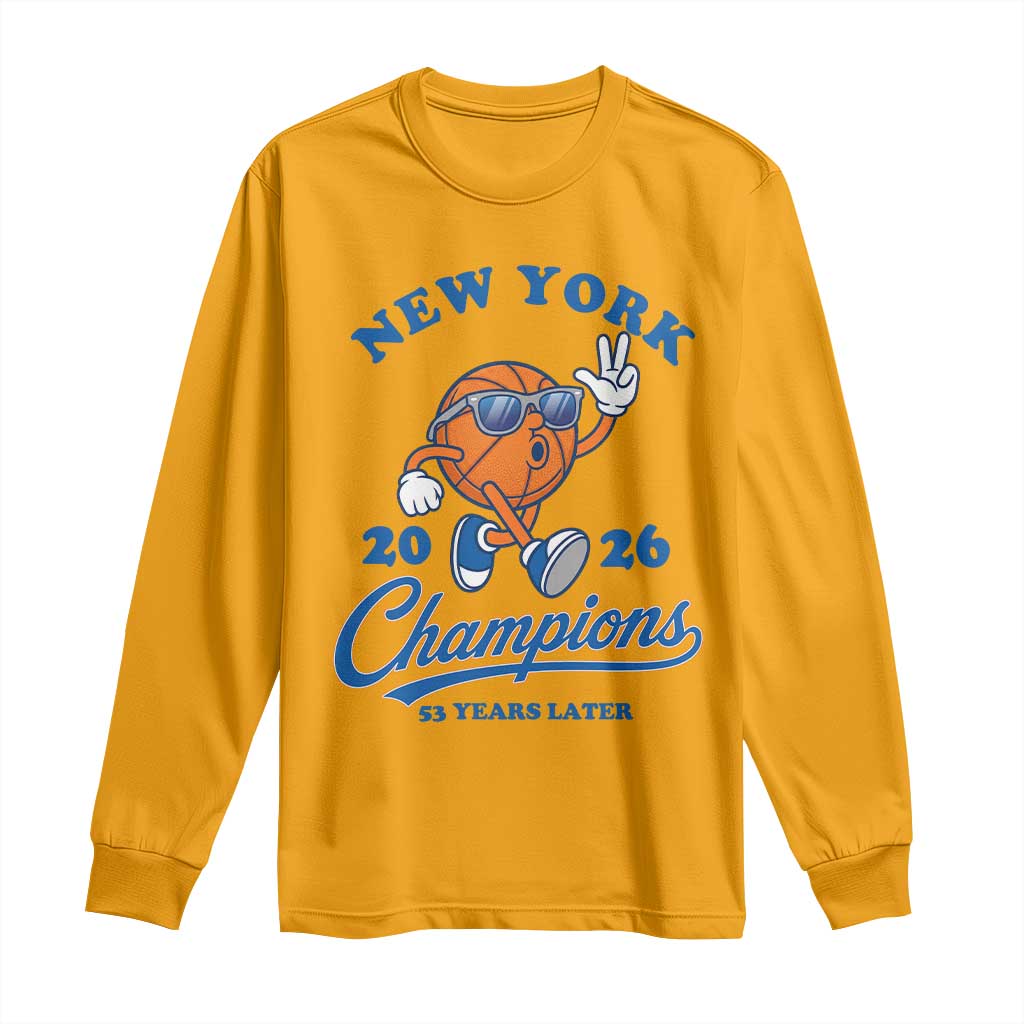 Funny New York 2026 Hoops Fan Graphic Long Sleeve Shirt Vintage 26 Champions Pride 53 Years Later