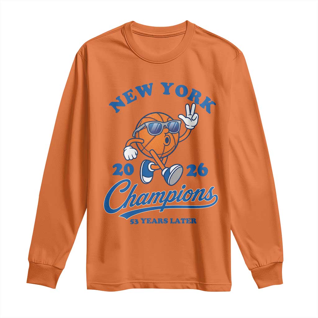 Funny New York 2026 Hoops Fan Graphic Long Sleeve Shirt Vintage 26 Champions Pride 53 Years Later