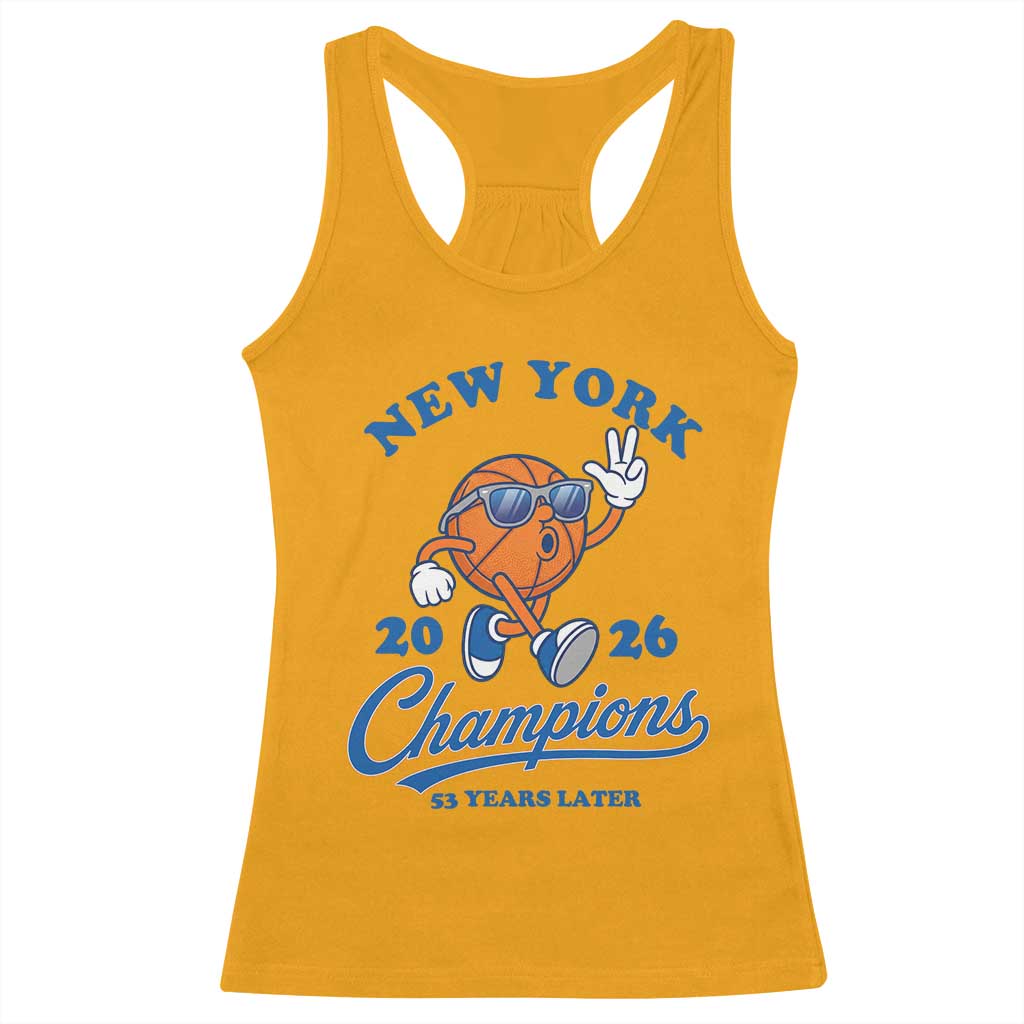 Funny New York 2026 Hoops Fan Graphic Racerback Tank Top Vintage 26 Champions Pride 53 Years Later