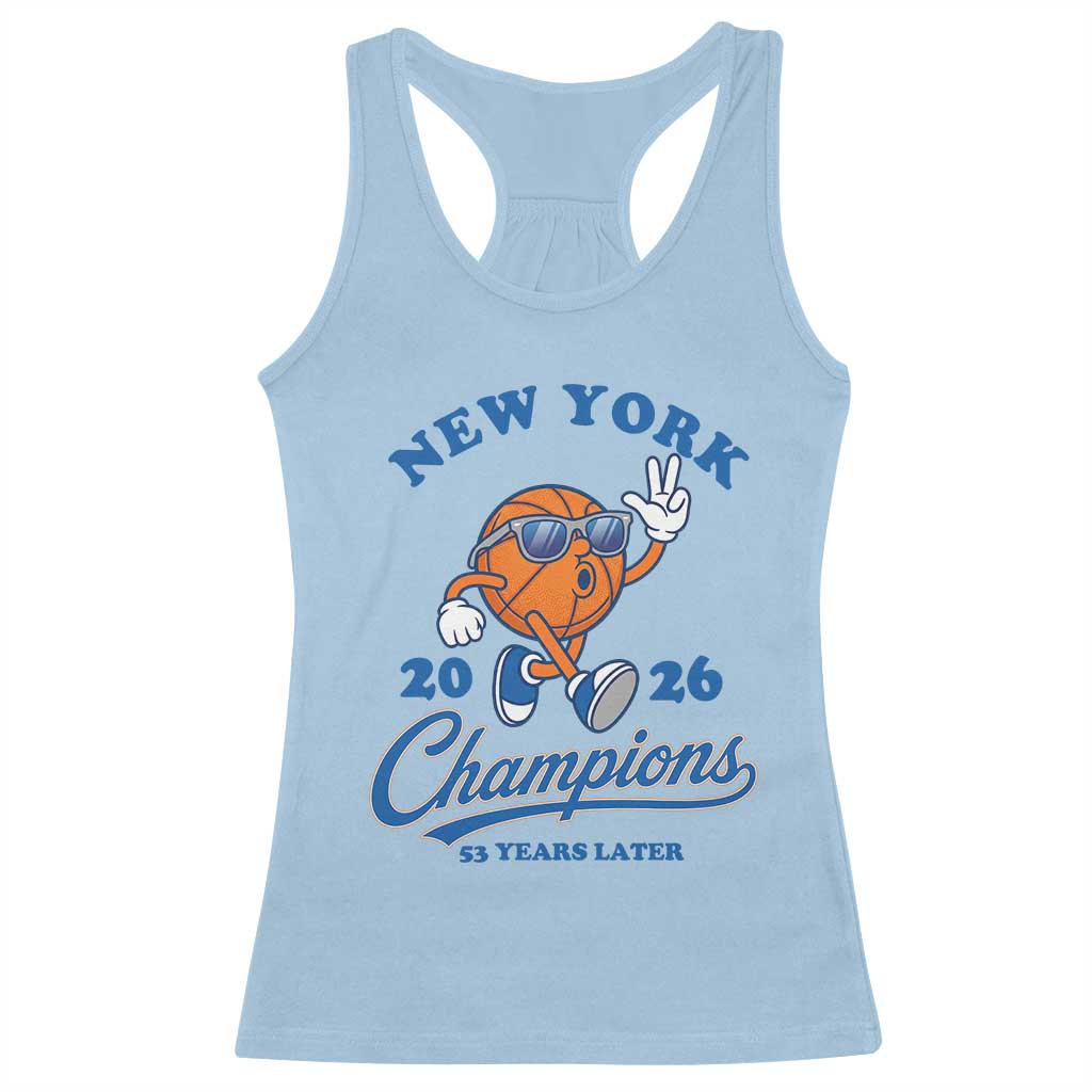 Funny New York 2026 Hoops Fan Graphic Racerback Tank Top Vintage 26 Champions Pride 53 Years Later