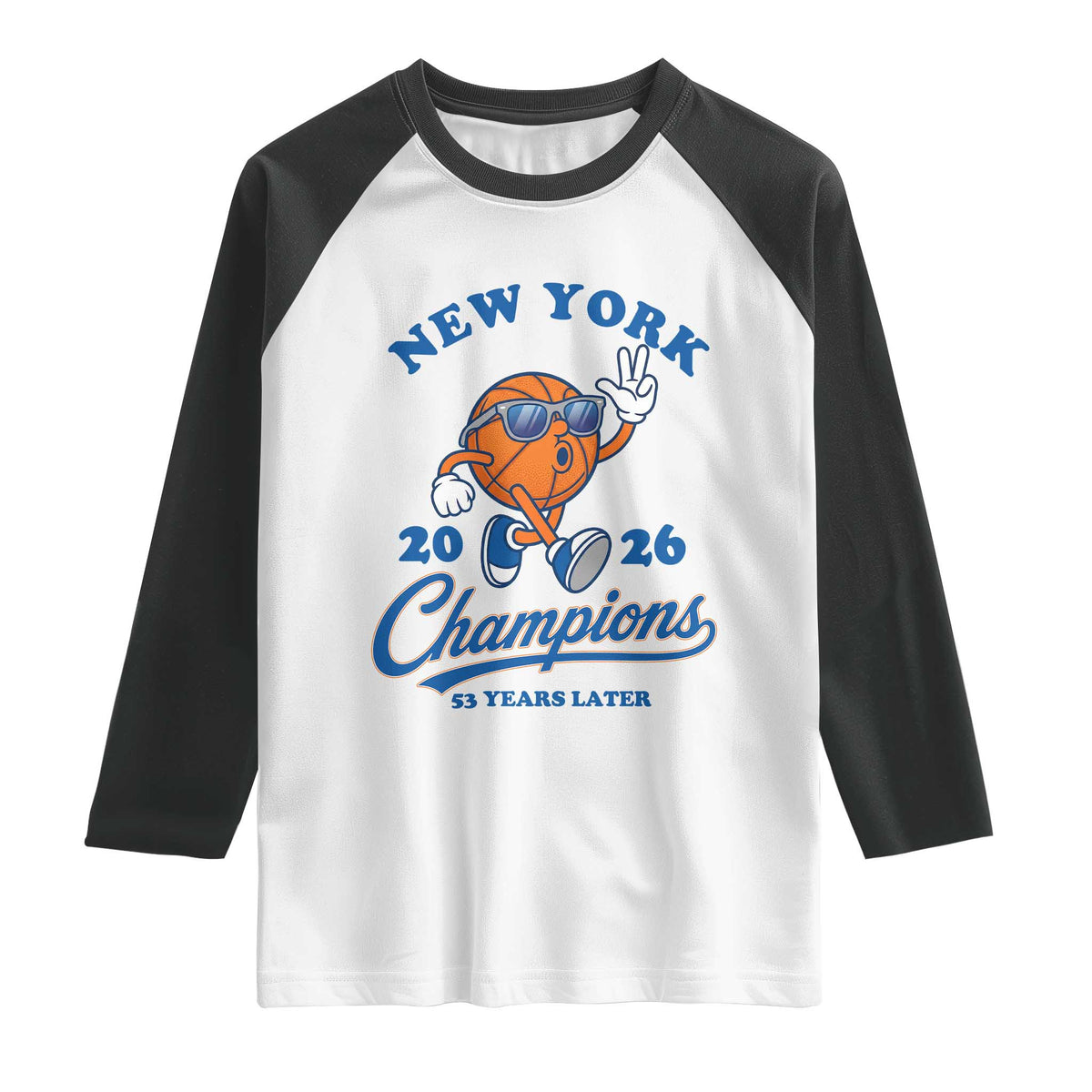 Funny New York 2026 Hoops Fan Graphic Raglan Shirt Vintage 26 Champions Pride 53 Years Later