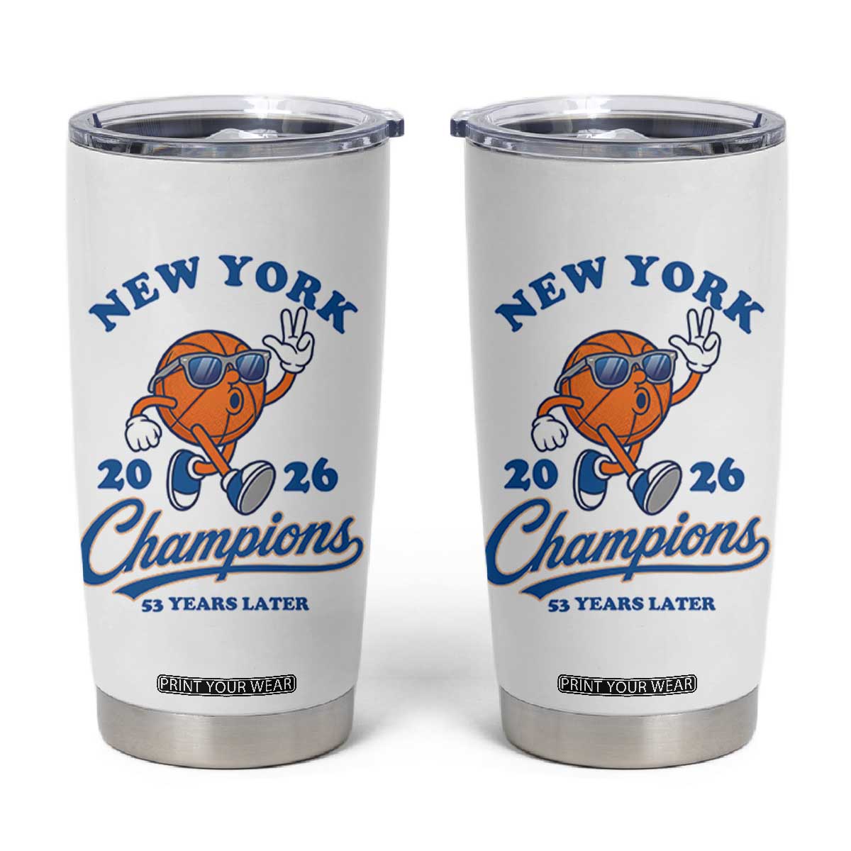 Funny New York 2026 Hoops Fan Graphic Tumbler Cup Vintage 26 Champions Pride 53 Years Later