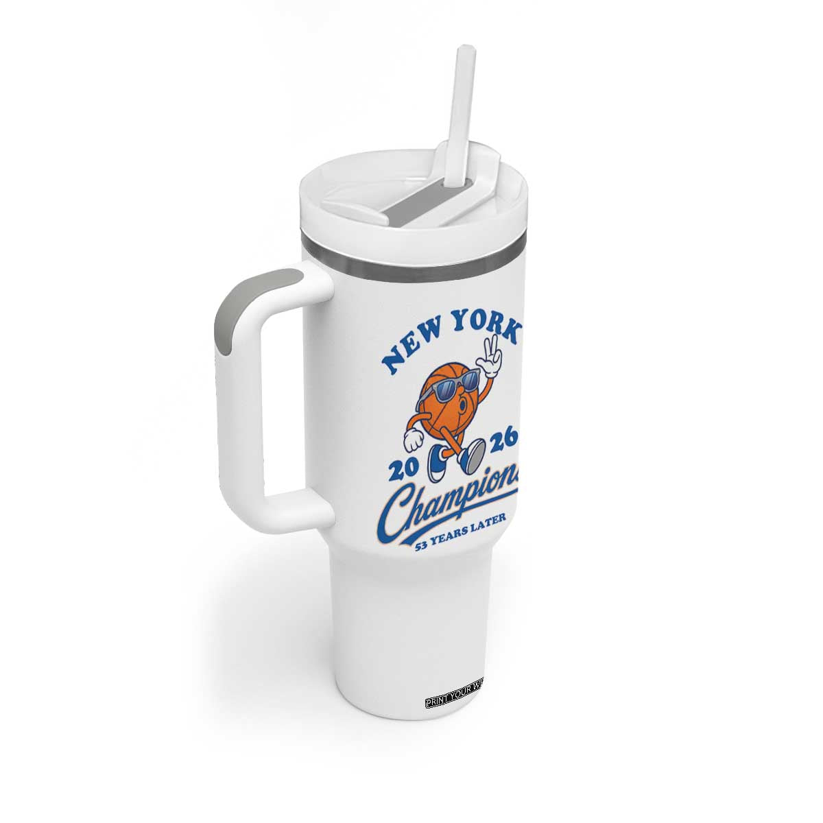 Funny New York 2026 Hoops Fan Graphic Tumbler With Handle Vintage 26 Champions Pride 53 Years Later