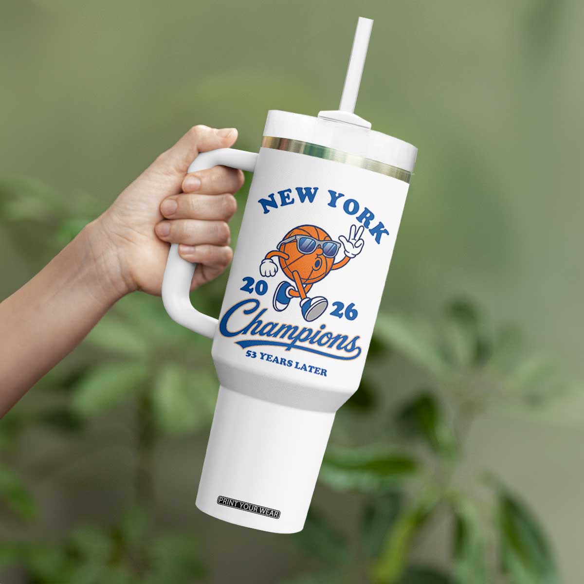 Funny New York 2026 Hoops Fan Graphic Tumbler With Handle Vintage 26 Champions Pride 53 Years Later
