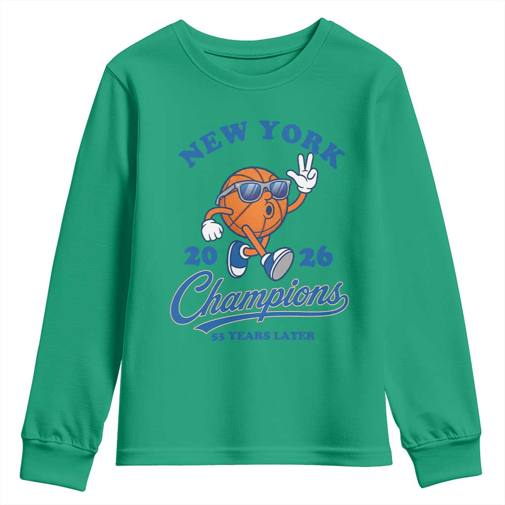 Funny New York 2026 Hoops Fan Graphic Youth Sweatshirt Vintage 26 Champions Pride 53 Years Later