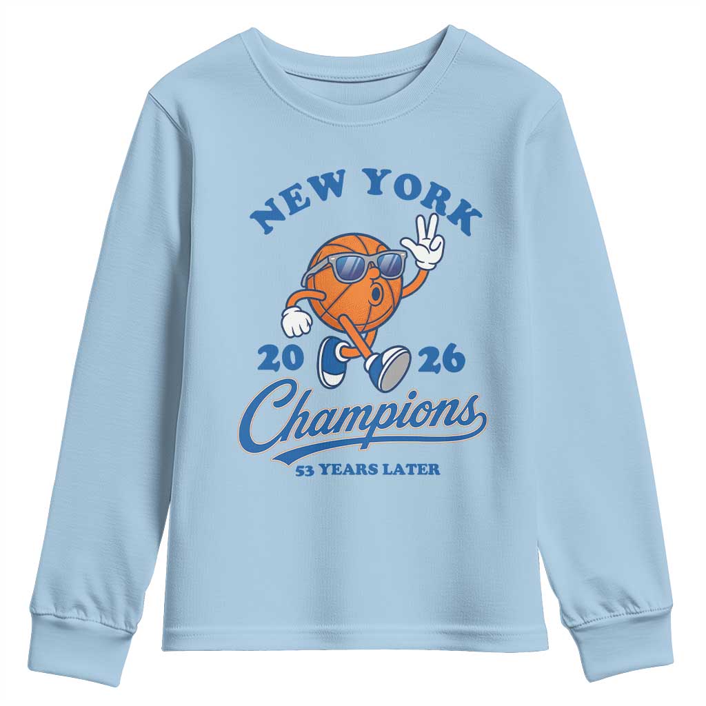 Funny New York 2026 Hoops Fan Graphic Youth Sweatshirt Vintage 26 Champions Pride 53 Years Later
