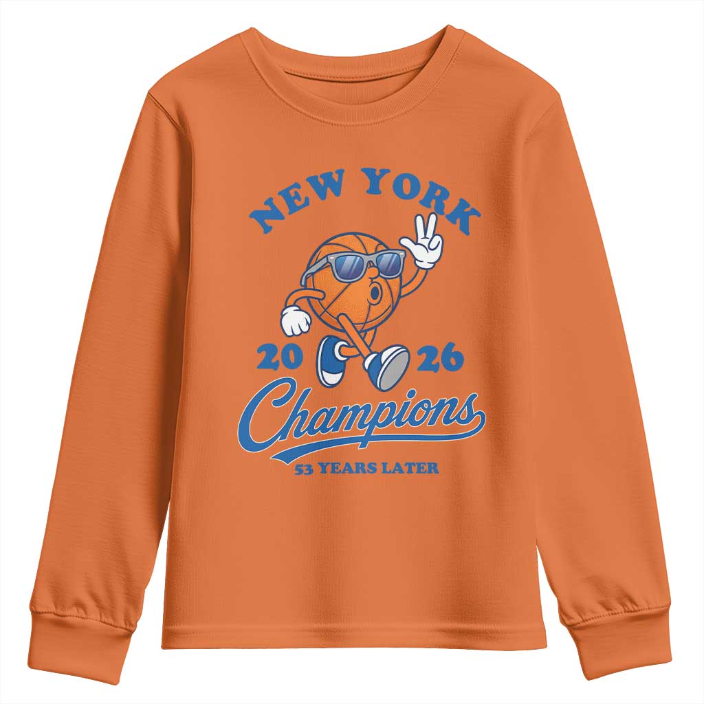Funny New York 2026 Hoops Fan Graphic Youth Sweatshirt Vintage 26 Champions Pride 53 Years Later