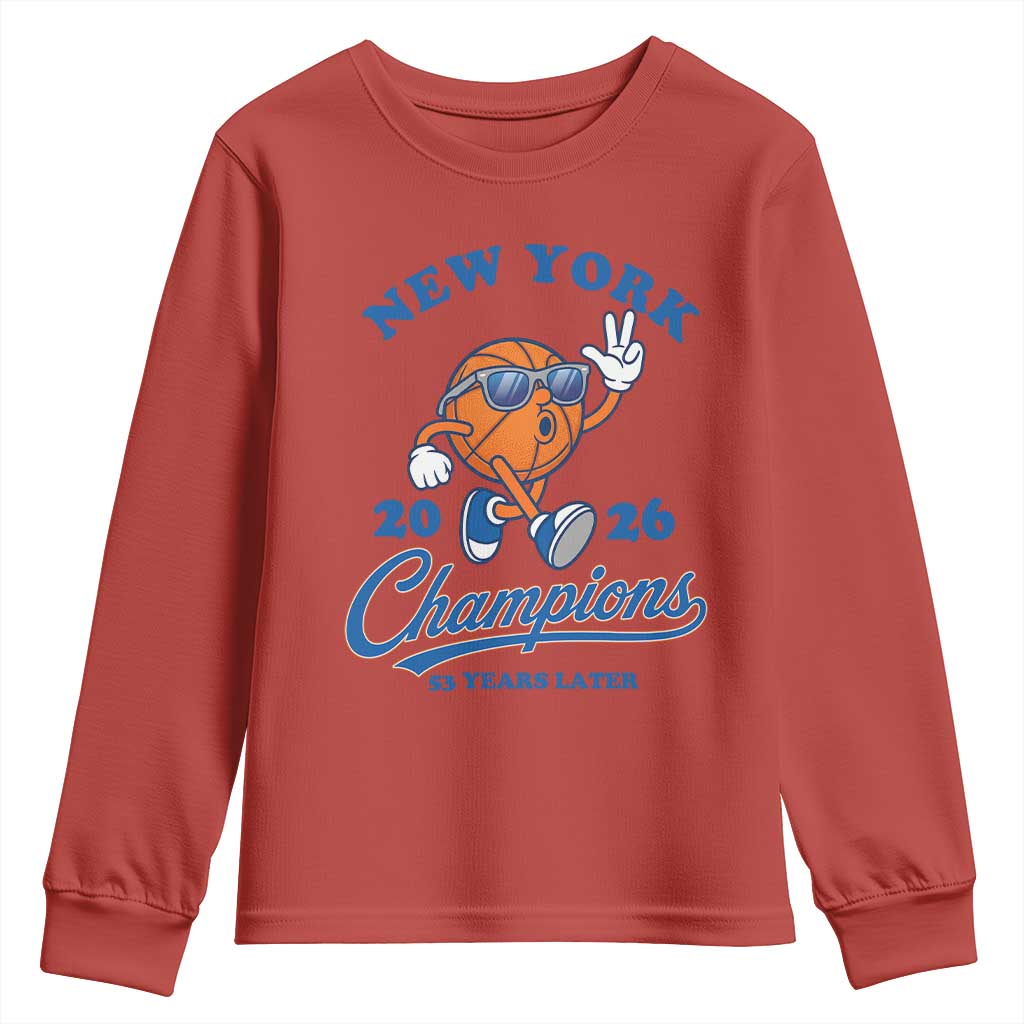 Funny New York 2026 Hoops Fan Graphic Youth Sweatshirt Vintage 26 Champions Pride 53 Years Later