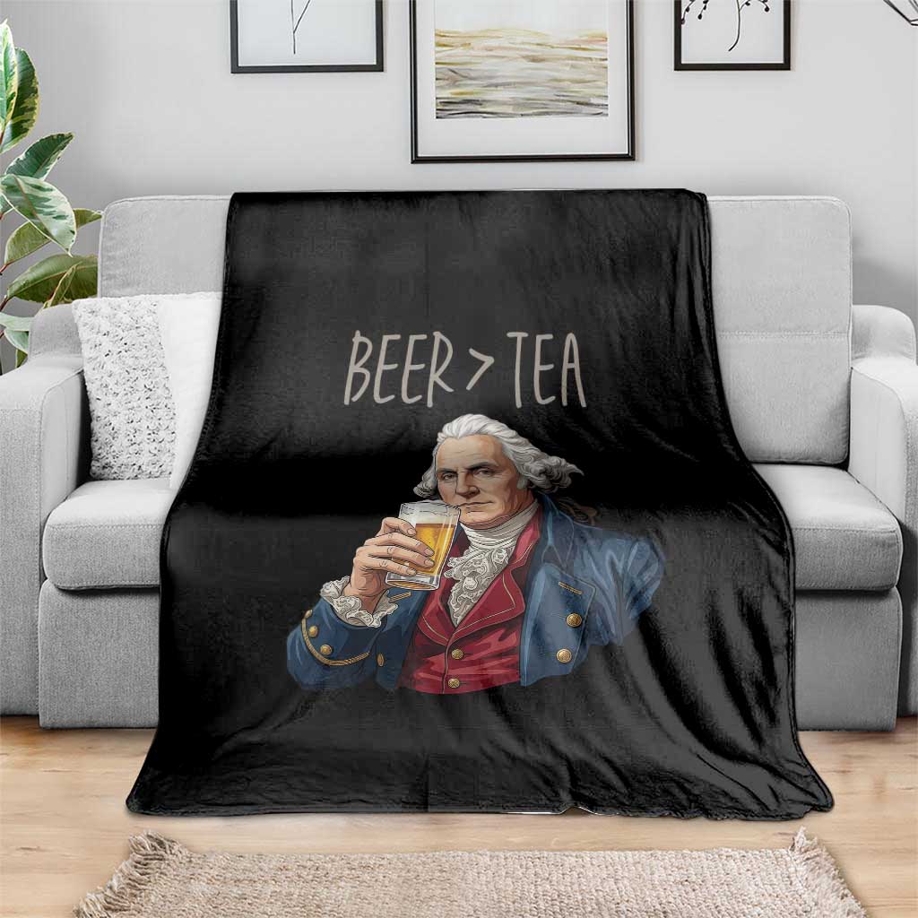 Beer Greater Than Tea Funny Founding Fathers Throw Blanket American History Drinking Boston Tea Party Sarcasm