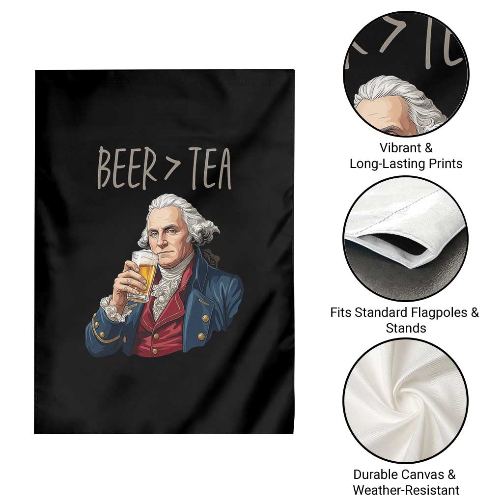 Beer Greater Than Tea Funny Founding Fathers Garden Flag American History Drinking Boston Tea Party Sarcasm
