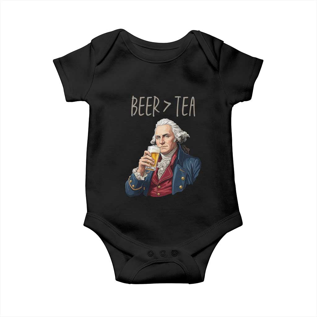Beer Greater Than Tea Funny Founding Fathers Baby Onesie American History Drinking Boston Tea Party Sarcasm TS02 Black Print Your Wear