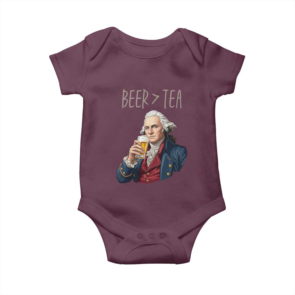 Beer Greater Than Tea Funny Founding Fathers Baby Onesie American History Drinking Boston Tea Party Sarcasm