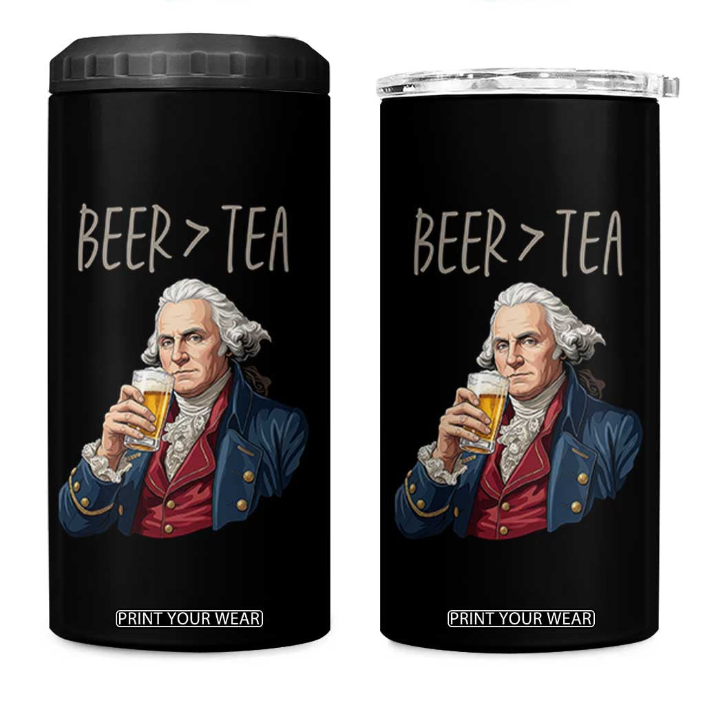 Beer Greater Than Tea Funny Founding Fathers 4 in 1 Can Cooler Tumbler American History Drinking Boston Tea Party Sarcasm
