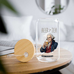 Beer Greater Than Tea Funny Founding Fathers Glass Can American History Drinking Boston Tea Party Sarcasm
