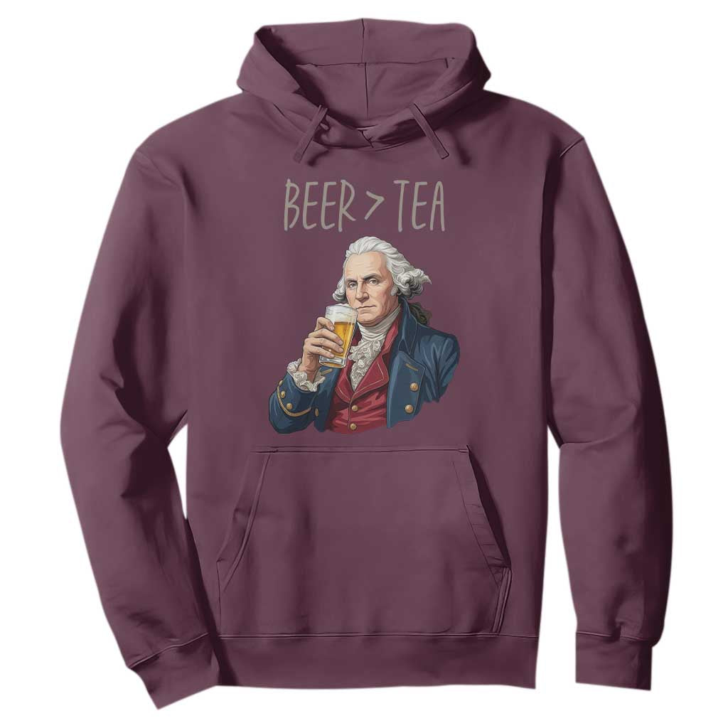Beer Greater Than Tea Funny Founding Fathers Hoodie American History Drinking Boston Tea Party Sarcasm