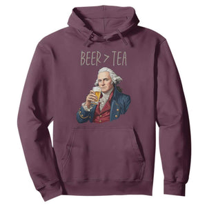 Beer Greater Than Tea Funny Founding Fathers Hoodie American History Drinking Boston Tea Party Sarcasm