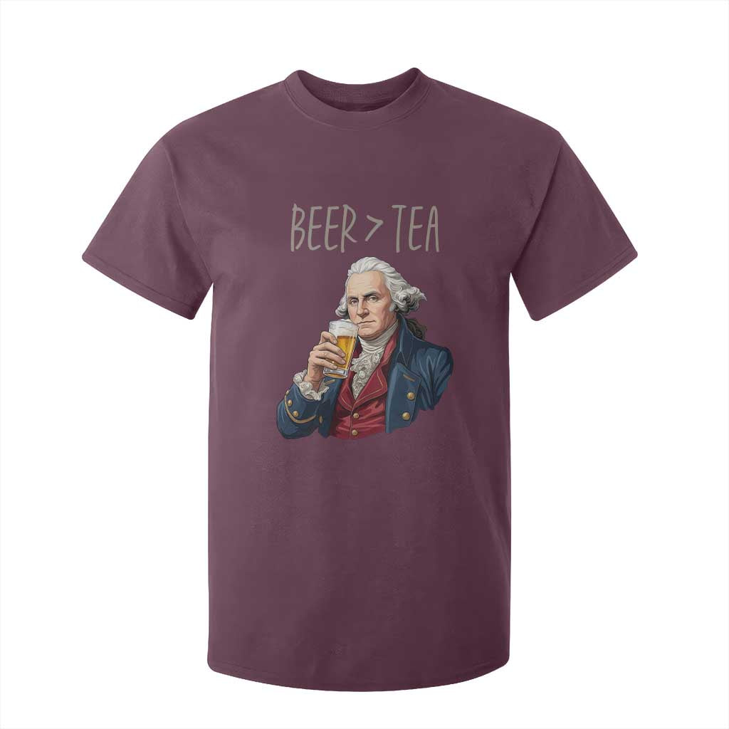 Beer Greater Than Tea Funny Founding Fathers T Shirt For Kid American History Drinking Boston Tea Party Sarcasm