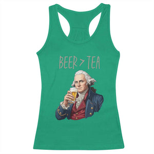 Beer Greater Than Tea Funny Founding Fathers Racerback Tank Top American History Drinking Boston Tea Party Sarcasm