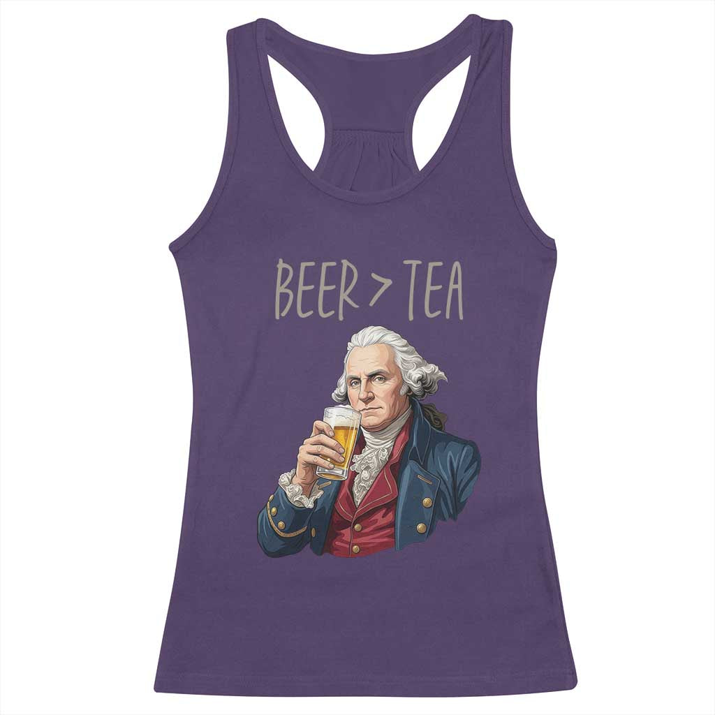 Beer Greater Than Tea Funny Founding Fathers Racerback Tank Top American History Drinking Boston Tea Party Sarcasm