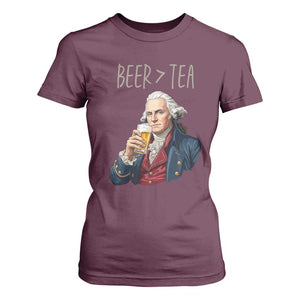 Beer Greater Than Tea Funny Founding Fathers T Shirt For Women American History Drinking Boston Tea Party Sarcasm