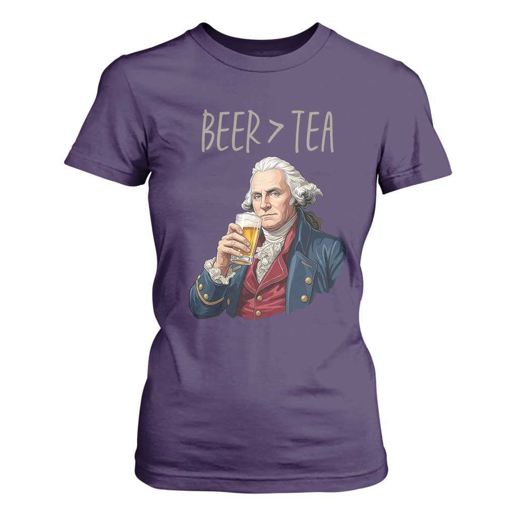 Beer Greater Than Tea Funny Founding Fathers T Shirt For Women American History Drinking Boston Tea Party Sarcasm
