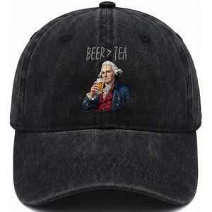Beer Greater Than Tea Funny Founding Fathers Washed Cotton Baseball Cap American History Drinking Boston Tea Party Sarcasm