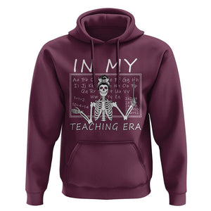 Funny Skeleton Teacher Hoodie In My Teaching Era Back To School TS02 Maroon Print Your Wear