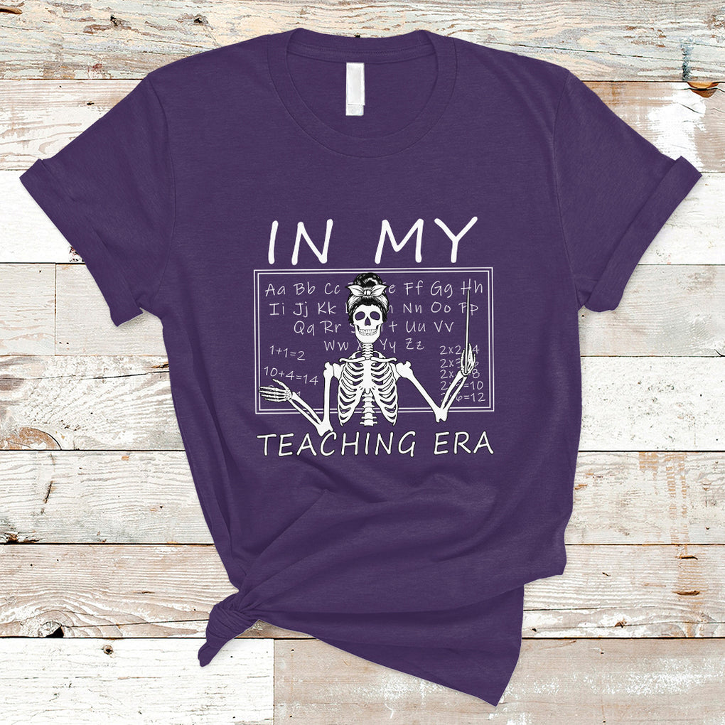 Funny Skeleton Teacher T Shirt In My Teaching Era Back To School TS02 Purple Printyourwear