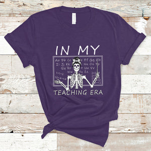Funny Skeleton Teacher T Shirt In My Teaching Era Back To School TS02 Purple Printyourwear