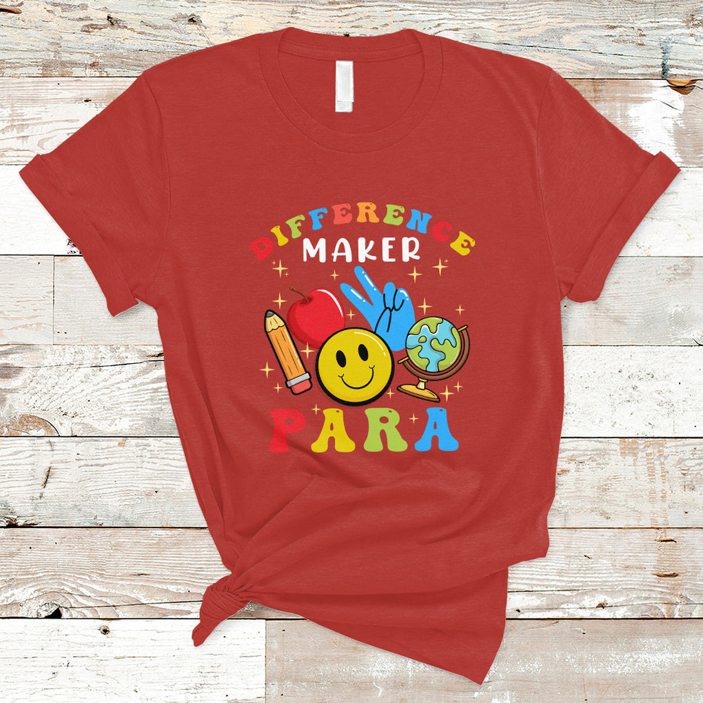 Difference Maker Para Teacher Paraprofessional Paraeducator T Shirt TS02 Red Printyourwear
