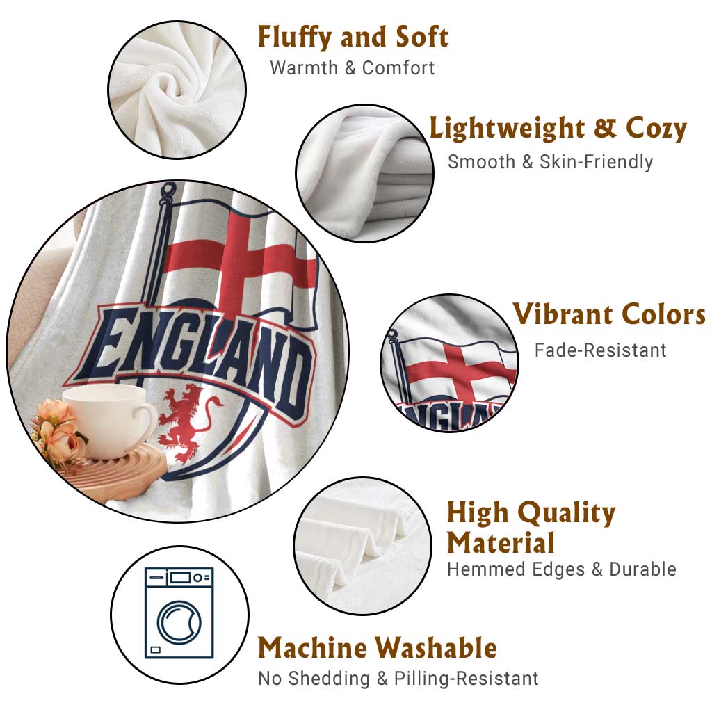 England Patriotic Crest St George Cross Flag Graphic Throw Blanket English Lion Crest Heritage Pride Souvenir TS02 Print Your Wear