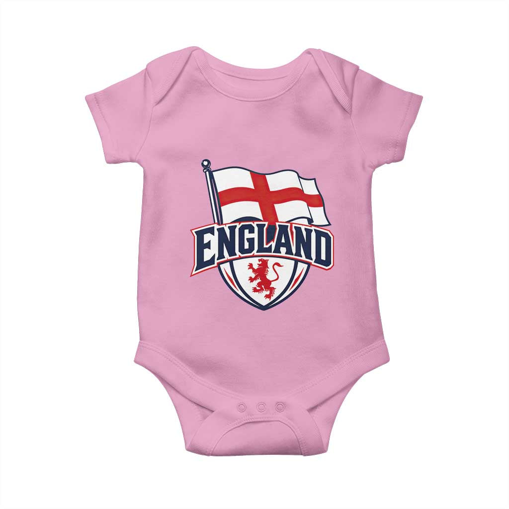 England Patriotic Crest St George Cross Flag Graphic Baby Onesie English Lion Crest Heritage Pride Souvenir TS02 Light Pink Print Your Wear