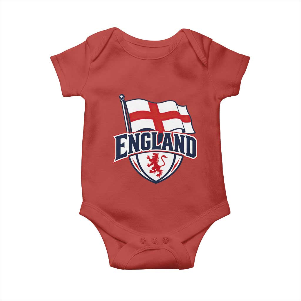 England Patriotic Crest St George Cross Flag Graphic Baby Onesie English Lion Crest Heritage Pride Souvenir TS02 Red Print Your Wear