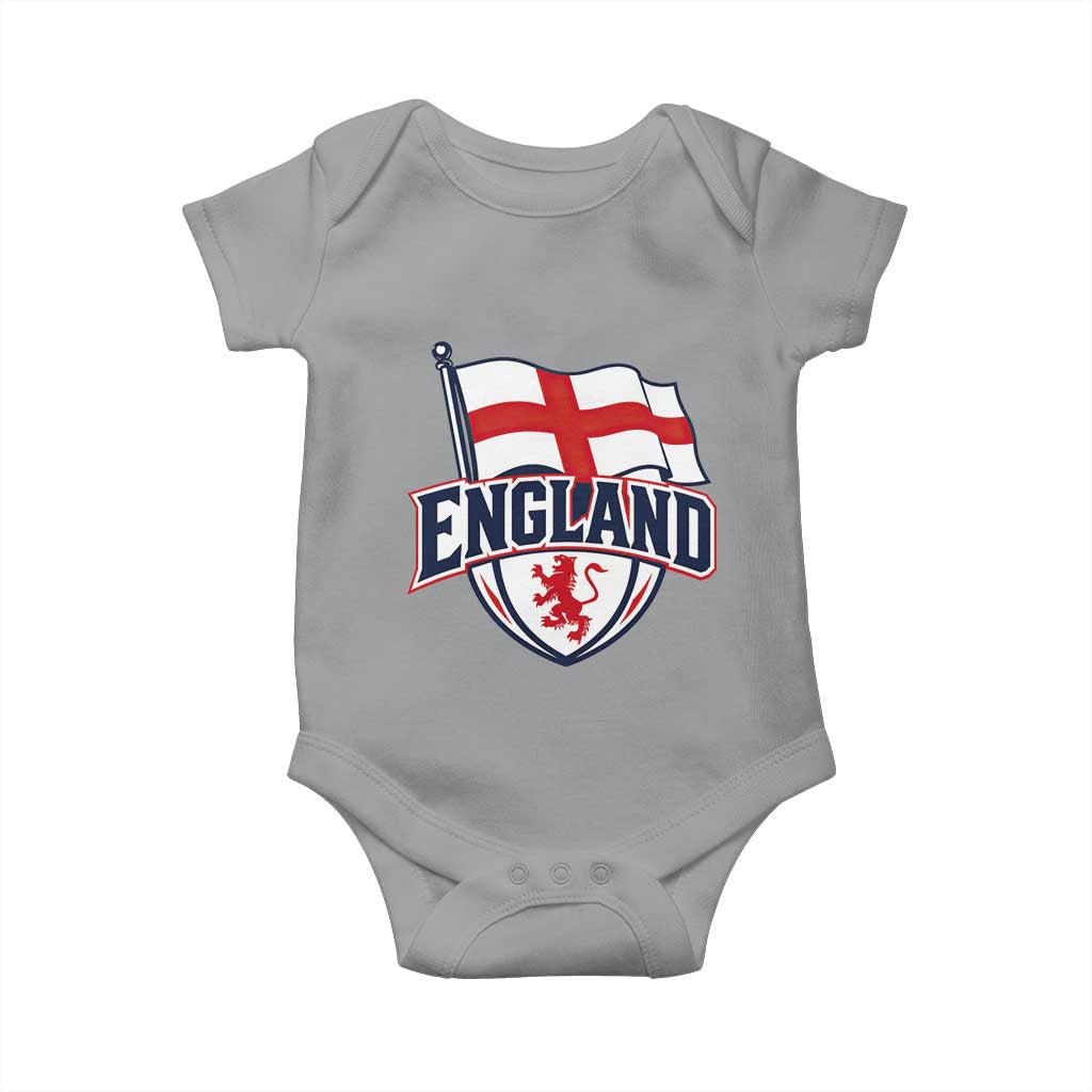 England Patriotic Crest St George Cross Flag Graphic Baby Onesie English Lion Crest Heritage Pride Souvenir TS02 Sport Gray Print Your Wear