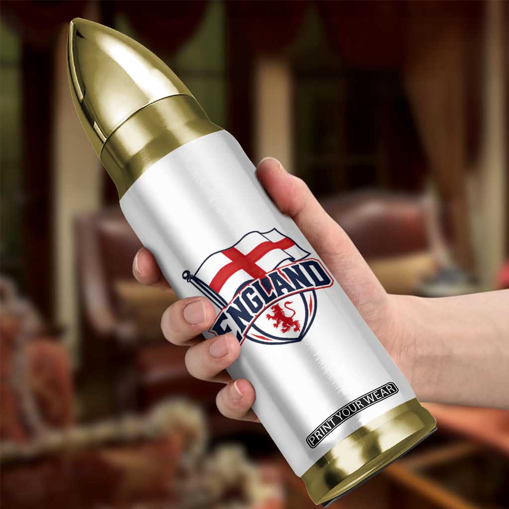 England Patriotic Crest St George Cross Flag Graphic Bullet Tumbler English Lion Crest Heritage Pride Souvenir TS02 Print Your Wear