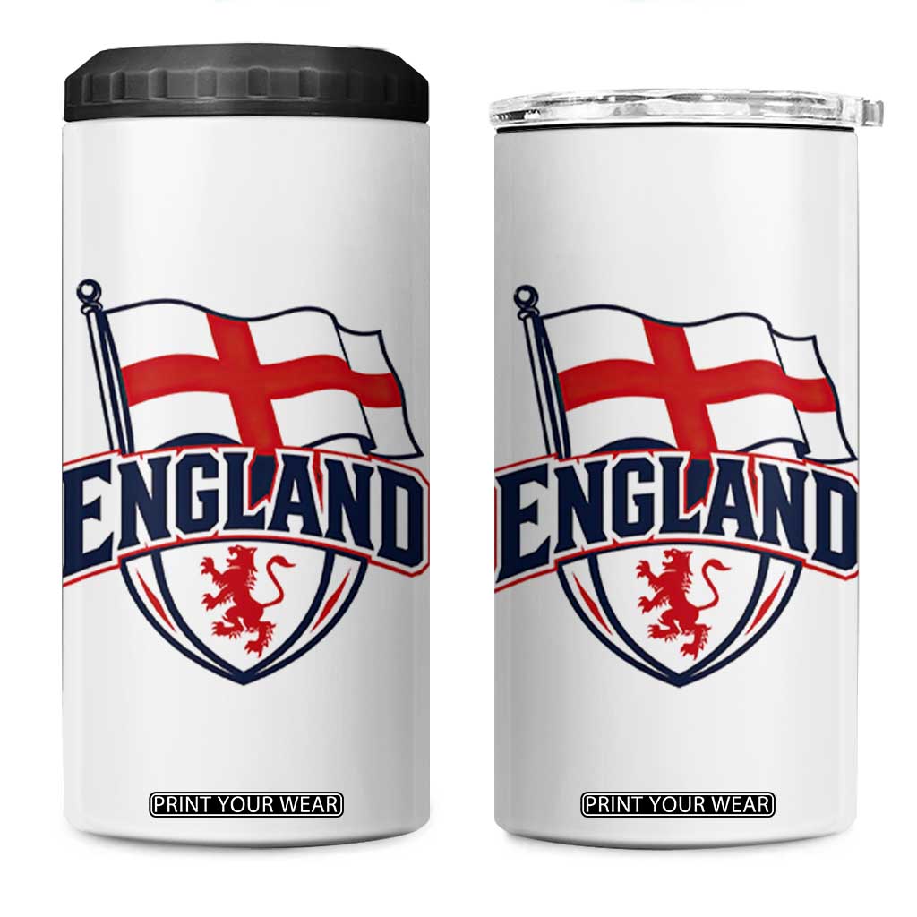 England Patriotic Crest St George Cross Flag Graphic 4 in 1 Can Cooler Tumbler English Lion Crest Heritage Pride Souvenir TS02 One Size: 16 oz White Print Your Wear
