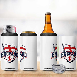 England Patriotic Crest St George Cross Flag Graphic 4 in 1 Can Cooler Tumbler English Lion Crest Heritage Pride Souvenir TS02 Print Your Wear