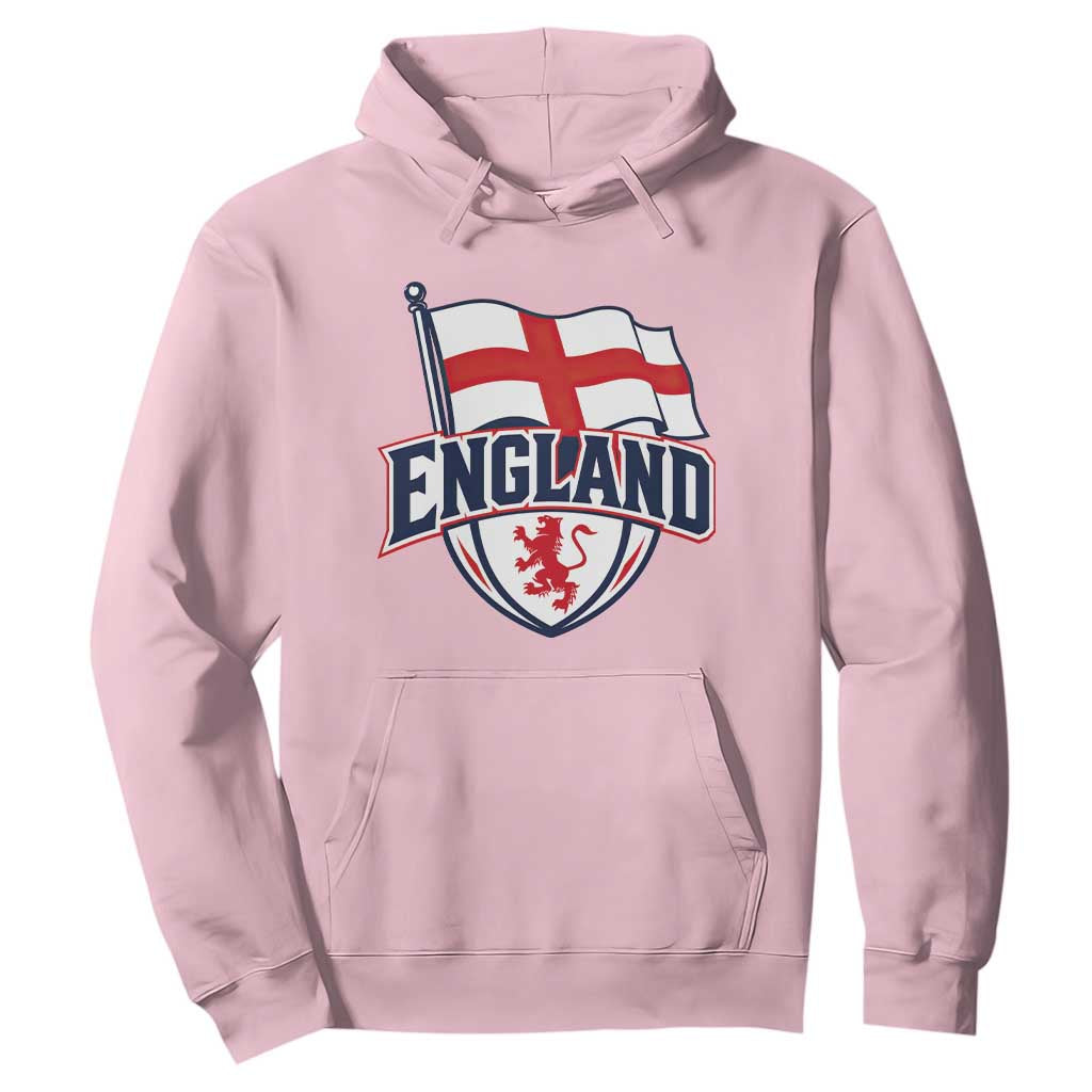 England Patriotic Crest St George Cross Flag Graphic Hoodie English Lion Crest Heritage Pride Souvenir TS02 Light Pink Print Your Wear