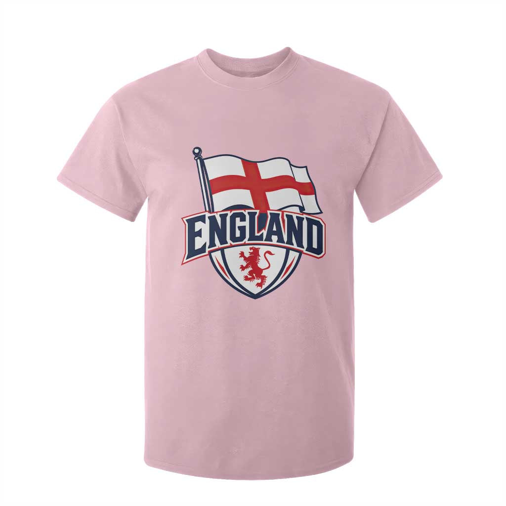 England Patriotic Crest St George Cross Flag Graphic T Shirt For Kid English Lion Crest Heritage Pride Souvenir TS02 Light Pink Print Your Wear