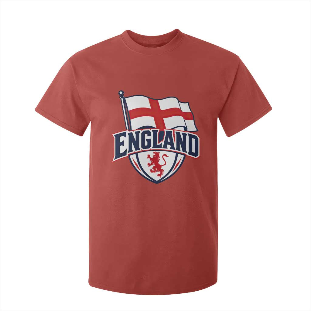 England Patriotic Crest St George Cross Flag Graphic T Shirt For Kid English Lion Crest Heritage Pride Souvenir TS02 Red Print Your Wear